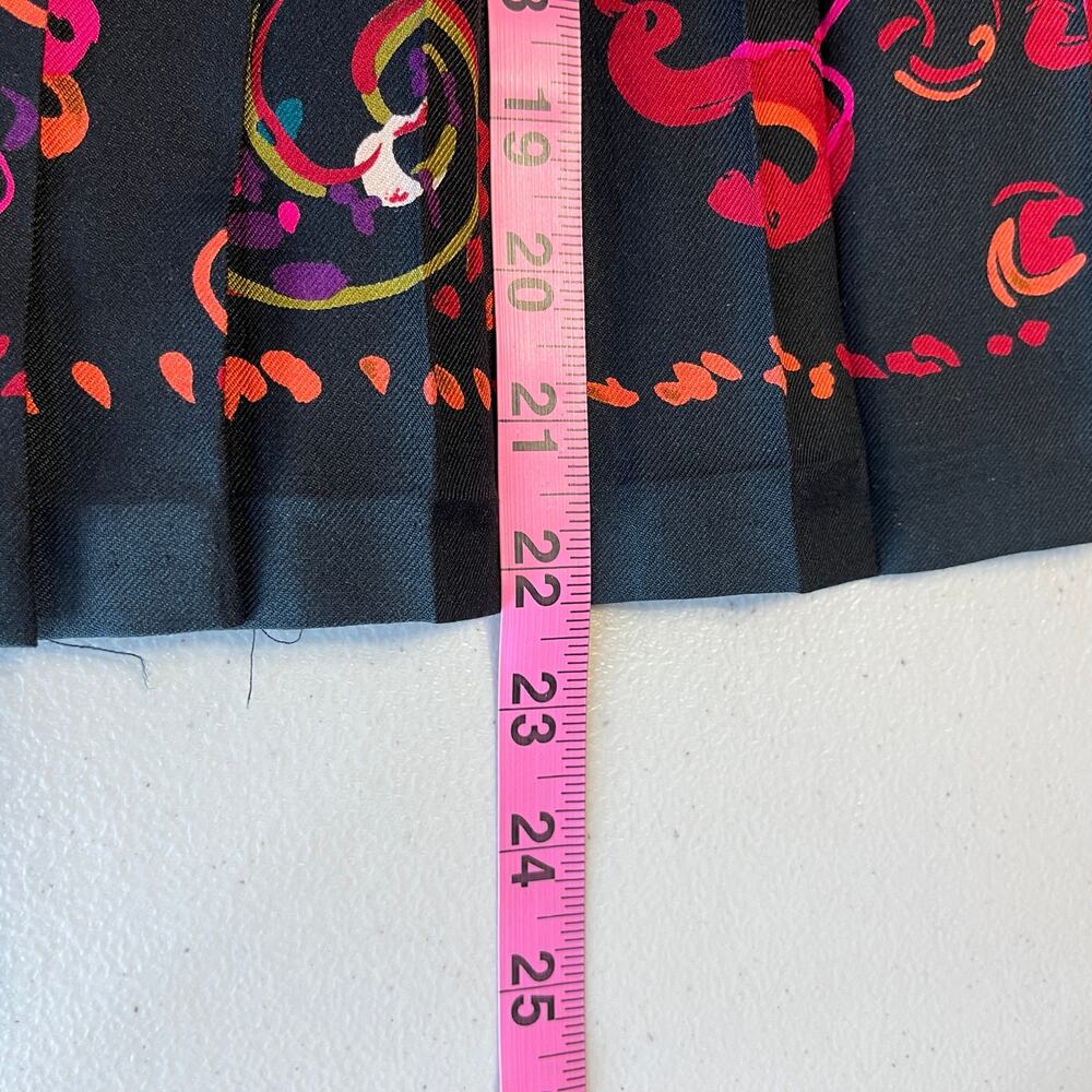 Vintage Carlisle Pink Black Abstract Silk Wool Colorful Vibrant Pleated Skirt 2 - Picture 9 of 9